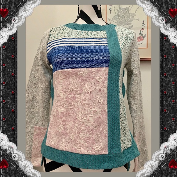 Anthropologie Multiple Pattern Side Split Top - Picture 2 of 7